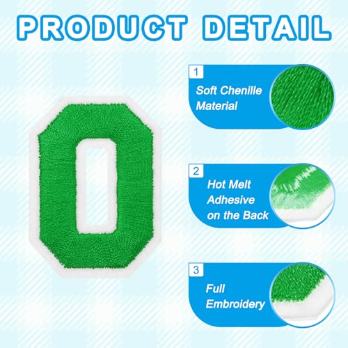 MECCANIXITY Iron on Number Patches 2" Number 0 Iron on Embroidered Patch Sew on Letter Stickers Applique for Repairing Clothing Jeans Shoes Hats DIY(Green, Pack of 9) - style: Number 0