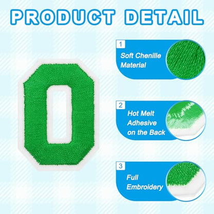 MECCANIXITY Iron on Number Patches 2" Number 0 Iron on Embroidered Patch Sew on Letter Stickers Applique for Repairing Clothing Jeans Shoes Hats DIY(Green, Pack of 9) - style: Number 0