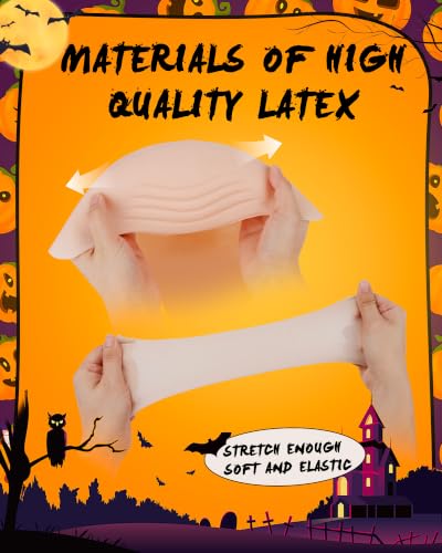 Hoedia 2-Pack Latex Bald Caps for Adults with 2 PCS Wig Caps, 12.9x7.48 in | Bald Head Wig Cap for Adults Women Men, Costume Accessories for Halloween Makeup Party, Themed Cosplay - size: 12.9x7.48 Inch