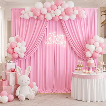 10ft x 8ft Wrinkle Free Pink Backdrop Curtain Drapes, Thick Polyester Baby Pink Backdrop for Girls Birthday Wedding Party Background Baby Shower - color: Pink, size: 10ftx8ft