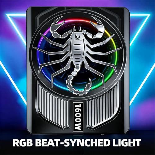 Upgrade1600W Under Seat Subwoofer | 10" Slim Car Sub with Built-in Amp, RGB LED Lights, APP Control | Independent Bass Knob, LPF, Gain, Bass Boost | High Output Deep Bass Distortion-Free Audio - color: Black XZWT
