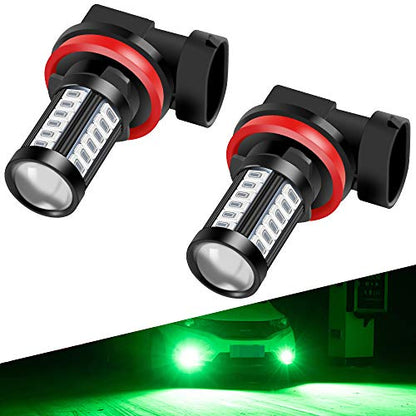 H8 H9 H11 LED Fog Light Bulbs DRL 2800 Lumens Xtreme Super Bright 5730 33-SMD 12V LED Bulbs Replacement for Cars, Trucks, 6000K Xenon green - color: green