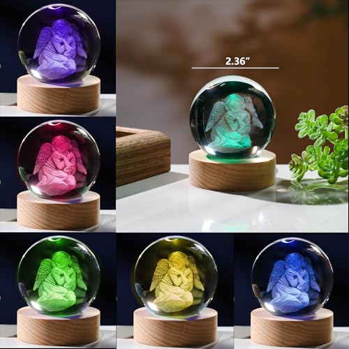3D Angel Gifts for Women - Crystals Ball 60mm Angel Figurines Decor Glass Animals Figurine Stuff for Room Birthday for Best Friend Lovers Paperweight - style: Angel