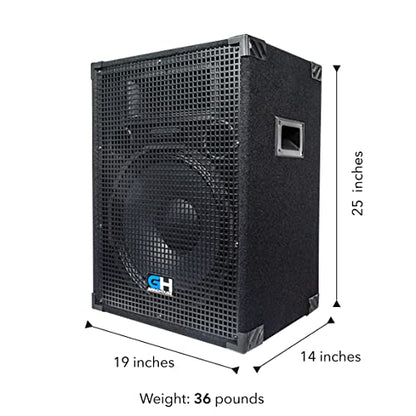 Grindhouse Speakers - GH15L - Passive 15 Inch 2-Way PA/DJ Loudspeaker Cabinet - 800 Watt Full Range PA/DJ Band Live Sound Speaker - size: Single