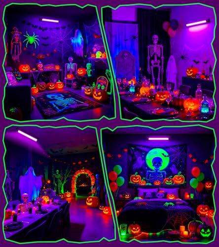 TigQiang 42W 6 Pack Black Light, Glow Party Supplies, Halloween Blacklight | 6Ft Cord & Switch & Plug, Blacklights Bar for Neon Parties, Fluorescent Poster Tapestry, Body Paint, Classroom, for Cabinet