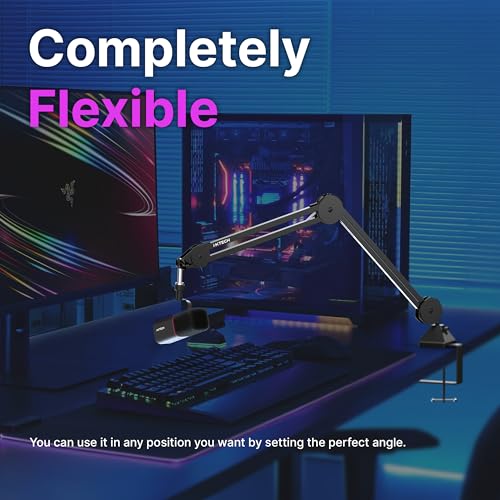 IXTECH Microphone Boom Arm Stand, Heavy Duty Adjustable Mic Stand with Cable Ties, Desk Mount Arm Stand for Gaming Streaming Podcasting. - color: MI06 MEDIUM