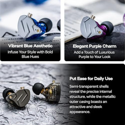 Linsoul KZ ZSN Pro Dual Driver 1BA+1DD Hybrid Metal HiFi in-Ear Monitor - color: Black, style: With Mic