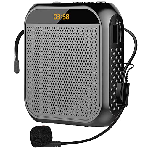 Portable Voice Amplifier for Teachers, 2200mAh Rechargeable Personal Amplifier Mic PA System Headset Microphone with Speaker for Teachers, Training, Meeting, Tour Guide, Yoga, Classroom (Black) - color: Black