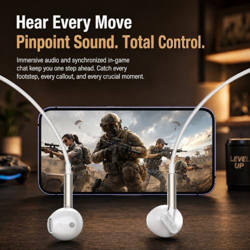 Kamon K66 USB C DAC Earbuds, 14.2mm Dynamic Driver, HD Microphone, 3-Button Volume Control, Semi in-Ear Wired Earphones for iPhone 17/16/15, Samsung Galaxy, Pixel and iPad 1 Pack - color: White