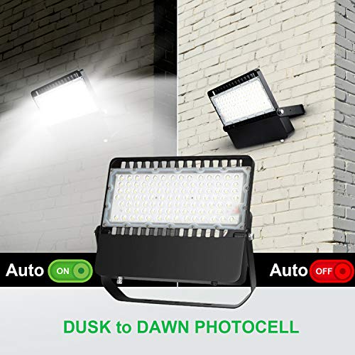 ledmo LED Flood Light Outdoor Fixture with Dusk to Dawn 36000LM 3 Pack | Commercial Grade Waterproof Floodlights for Large Stadiums, Super Bright 5000K, Photocell for Street Sport Parking Lot - size: Standard-Photocell-3Pack