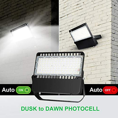 ledmo LED Flood Light Outdoor Fixture with Dusk to Dawn 36000LM 3 Pack | Commercial Grade Waterproof Floodlights for Large Stadiums, Super Bright 5000K, Photocell for Street Sport Parking Lot - size: Standard-Photocell-3Pack