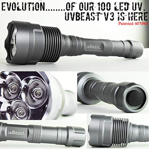 V3 385-395nm Black Light UV Flashlight | High Power Upgraded Triple Broad Band LEDs, For Professional/Commercial Use, USA Stock, Engineered by uvBeast