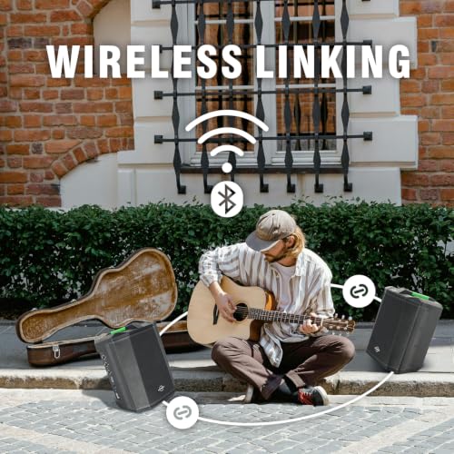 LOTAWAY Y1X-120 Battery Powered Portable PA Speaker System, Black | 240W Rechargeable Bluetooth Speaker with 3-Channel Mixer for Busking, Karaoke, Guitar, Outdoor Events - TWS Pairing