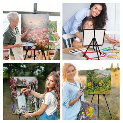 AROIC 4 Pack Painting Display Easel Stand Portable Adjustable | Metal Tripod Artist Canvases Height from 20 to 66 In Extra for Table-Top/Floor, Draw and Display, Black with 4 Storage Bag - style: 4P