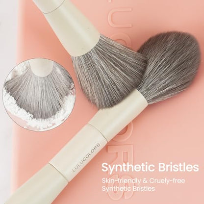 LULUCOLORS Blush Pink 13 in one Dual-Ended Makeup Brush Set with Sponge - color: Blush Pink