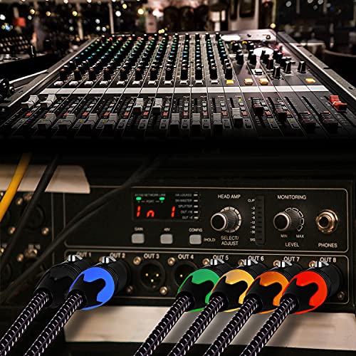 XLR Cables Braided for Microphone 6 Feet 6 Packs | Premium Color Coded, Anti-tangling, Balanced 3 Pin XLR Male to Female, Durable, Noise Reduction, 22 AWG - size: 6-Pack 6ft