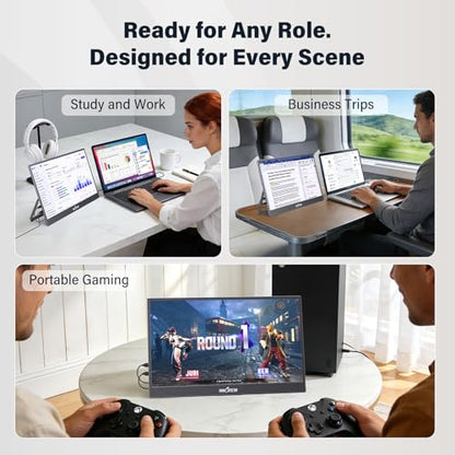 InnoView 15.6-Inch Portable Monitor 2K QHD 1440p 120hz Monitor 100% sRBG, USB-C/HDMI, External Mmonitor for Laptop MacBook/Switch/PS5/Xbox (Adapter Not Included) - size: 15.6 inches