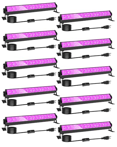 42W LED Black Light Bar for Halloween, Glow in the Dark Party, 10 Pack - size: 10 Pack