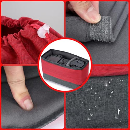Koolertron Waterproof DSLR Camera Bag with Removable Insert, Adjustable Compartments, Fits in Camera Bags - Protective Case for DSLR/SLR Cameras & Accessories - color: Gray Green+Red