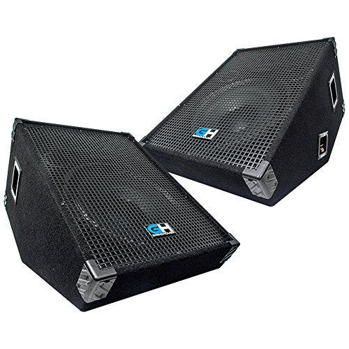 Grindhouse Speakers - GH15M-Pair - Pair of 15 Inch Passive Wedge Floor / Stage Monitors 400 Watts RMS each - PA/DJ Stage, Studio, Live Sound 10 Inch Monitor - size: Pair