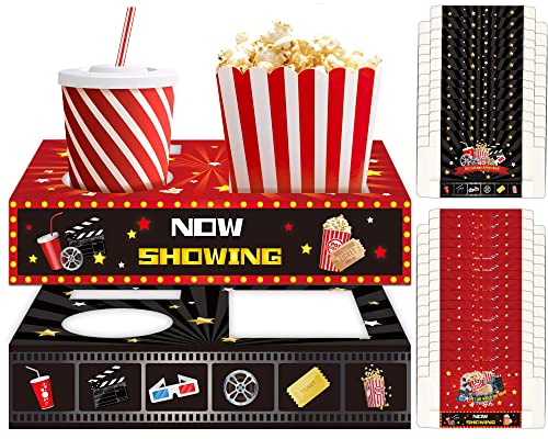 OBUSATT 32Pcs Movie Night Snack Trays Hold Popcorn Candy Food Drink, Movie Theater Popcorn Holder Disposable Movie Boxes Supplies for Kid's Birthday Party Concession Stand Carpet Family - style: Movie Night
