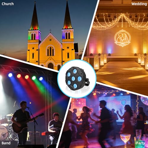 LED Par Lights, Super Bright 6x8W RGBW Par Can Light Slim Uplights Stage Wash Lights with Remote & DMX Control, DJ Event Lighting for Wedding Party Church Club Stage Lighting