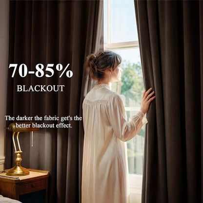 StangH Brown Velvet Curtains Room Darkening 84 inches for Bedroom, 2 Panels - color: Gold Series - Brown, size: 42"W x 84"L (Pack of 2)
