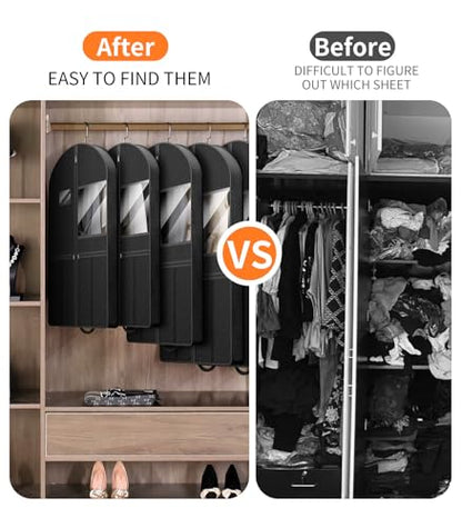 Suit Garment Clothes Travel Bag: 43 inch Lightweight Foldable Black Short Fabric Breathable - Hanging Storage Cover Pockets Zipper for Men - Wardrobe Carry Coat Jacket Uniform Tuxedo Shirt - size: 43"1Pack