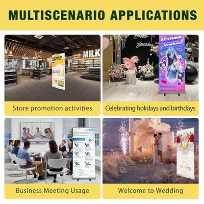 Retractable Roll up 33.5''x 81'' Customized Banner Sign Pull up Roll up Portable Personalized Display Banner for Business and Trade Shows Advertising and Promotion（Without Base and Stand） - color: Only Banner