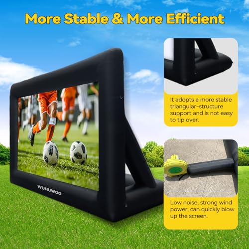 Inflatable Movie Screen Outdoor, 24FT Blow Up Projector Screen for Outside with Air Blower and Carry Bag, Support Front & Rear Projection Easy Set Up for Backyard Movie Night Pool Party - size: 24FT