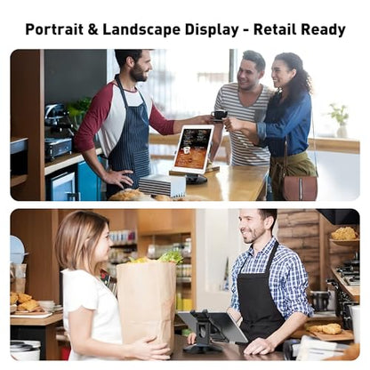 AboveTEK Retail Kiosk iPad Stand, 360° Rotating Commercial POS Tablet Stand, Fits 6"-13" (Screens) iPad mini Pro-Business Swivel Tablet Holder, for Store Office Reception Kitchen Desktop (Black) - color: Black