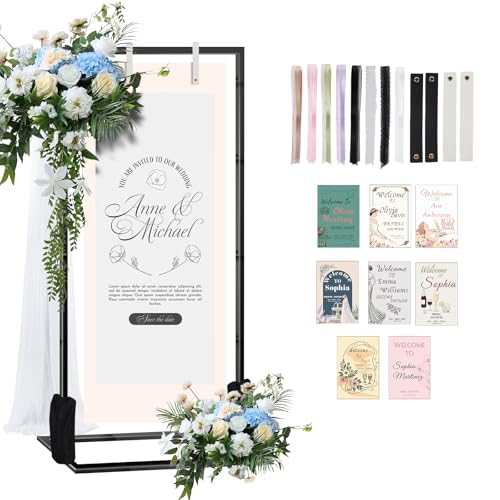 Wedding Sign Stand – Adjustable Metal Easel, 50" or 66" Floor Poster Holder, Black, Perfect for Wedding Welcome Signs, Bridal & Baby Showers, Events, Indoor/Outdoor Use