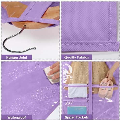 Univivi 40 Inch Dance Costume Garment Bags for Dancers, Purple, 4 Pack - color: Purple, size: 4 Pack