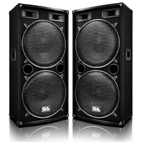 Seismic Audio - Pair of Dual 15" PA DJ SPEAKERS 1000 Watts PRO AUDIO - Band, Bar, Wedding, Church - size: Pair