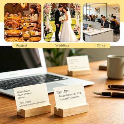 15Pcs 2.75x1.38 Inches Wood Table Number Stands, Wood Place Card Holders, Wooden Holders for Wedding, Ceremony, Birthday, Party, Home Decoration, Events (2mm Slots) - size: 15 Pcs- L 2.75"- Slots 2mm
