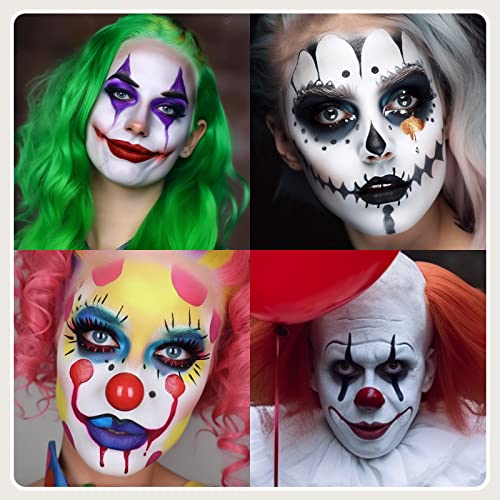 BOBISUKA Face Body White Paint Stick, Clown Makeup Eye Black Sticks for Sports, White Foundation Face Painting Kit for Halloween Skeleton Vampire Mime Skull Joker Special Effects Cosplay SFX Costume - color: White