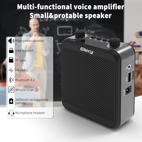 30W Portable Voice Amplifier with Wireless Microphone Headset, 2800mAh Rechargeable PA System Speaker Personal Microphone Speech Power Amplifiers Loudspeaker for Teachers/Metting/Tour Guide - size: Standard Black