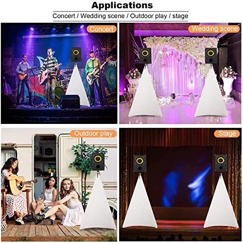 AKOZLIN Speaker Stand Cover with 360 Degree Tripod Stand Skirt Skrim Stretchable Lycra Fabric Covers with Free Storage Bag TWO PACK White - color: White-Two pack