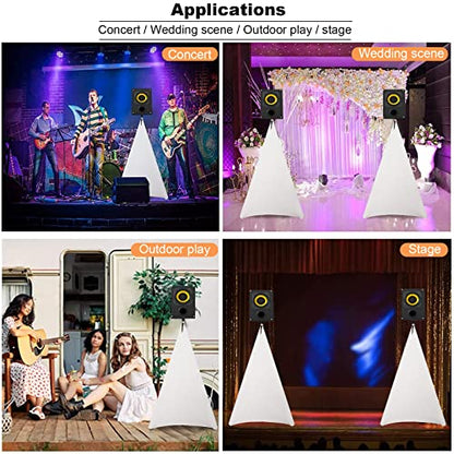 AKOZLIN Speaker Stand Cover with 360 Degree Tripod Stand Skirt Skrim Stretchable Lycra Fabric Covers with Free Storage Bag TWO PACK White - color: White-Two pack