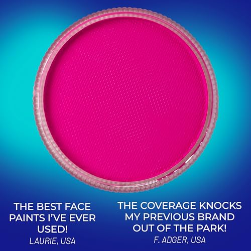 Blue Squid Face Paint Water Based Single Cake Professional Face Paint & Body Paint - Water Activated, Kids Adults Face Painting for Costume, Halloween Makeup, Cosplay - Neon Pink Face Paint 30g - color: Neon Pink