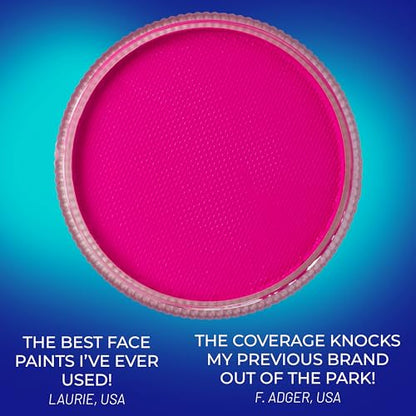 Blue Squid Face Paint Water Based Single Cake Professional Face Paint & Body Paint - Water Activated, Kids Adults Face Painting for Costume, Halloween Makeup, Cosplay - Neon Pink Face Paint 30g - color: Neon Pink