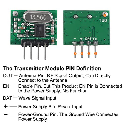 5pcs 433mhz Wireless RF Transmitter and Receiver with Antenna Ask Remote Control Module DIY Kit for Arduino
