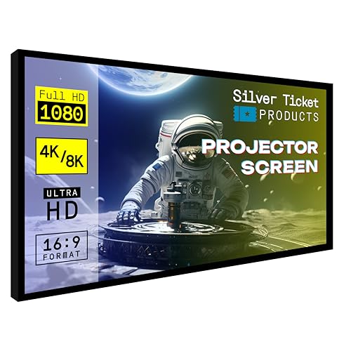 Silver Ticket Products STR Series 6 Piece Home Theater Fixed Frame 4K / 8K Ultra HD, HDTV, HDR & Active 3D Movie Projection Screen, 16:9 Format, 92" Diagonal, Woven Acoustic Material STR-16992-WAB - color: Woven Acoustic Material, size: 16:9, 92"