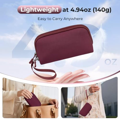 FYY Travel Cable Organizer - 8 Compartments, Lightweight, Water Repellent - color: Wine Red, size: (L) 9.6"× 5.5"× 3.7"