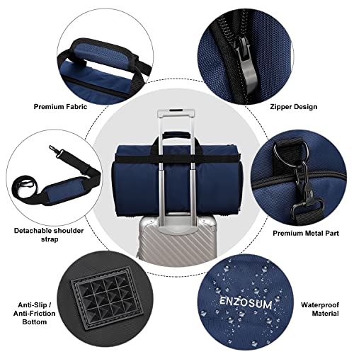 Convertible Garment Bags for Travel, Large Suit Bag Garment Duffle Bag with Shoulder Strap & Shoes Compartment, Carry On Garment Bag for Men Women-2 in 1 Hanging Suit Bags for Travel, Blue - color: Blue