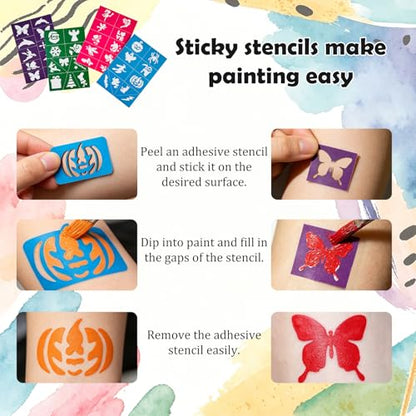 Face Painting Kit for Kids and Adults ,Halloween Face Paint Makeup Kit | Non-toxic, Water-Activated Face Paint Makeup Set, Ideal for HalloweenCosplay、Parties、Special Effects、Artistic Stage Makeup