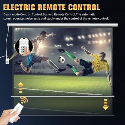 DINAH 84 Inch Electric Projector Screen with Remote | Automatic Air Indoor Drop Down, Motorized, 4K 3D HD Projection, For Movies - size: 84" Diagonal (16:9)