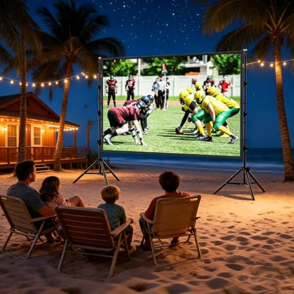 Outdoor Projector Screen with Stand, 84 inch Indoor Movie Screen 16:9 4K Rear Front Portable Projection Screen, Quick Setup Foldable Travel Home Theater Screen with Carry Bag for Backyard Camping - size: 84 inch-ZJ