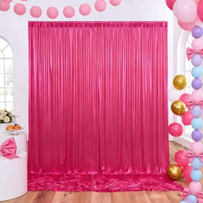 20x10ft Hot Pink Backdrop Curtains Glitter Sequin Photo Backdrop Curtain Fabric Sparkly Shimmer Drapes Backdrop Bridal Baby Shower Wedding Birthday Party Photography Backdrops 5x10FT, 4 Panels - color: Hot Pink, size: 20 ft X 10 ft(4 Panels 5ft X 10ft)