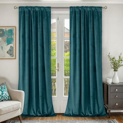 BGment Velvet Blackout Curtains for Living Room, 2 Panels, 42x84 Inch, Teal - color: Teal, size: 42"W x 84"L (Pack of 2)
